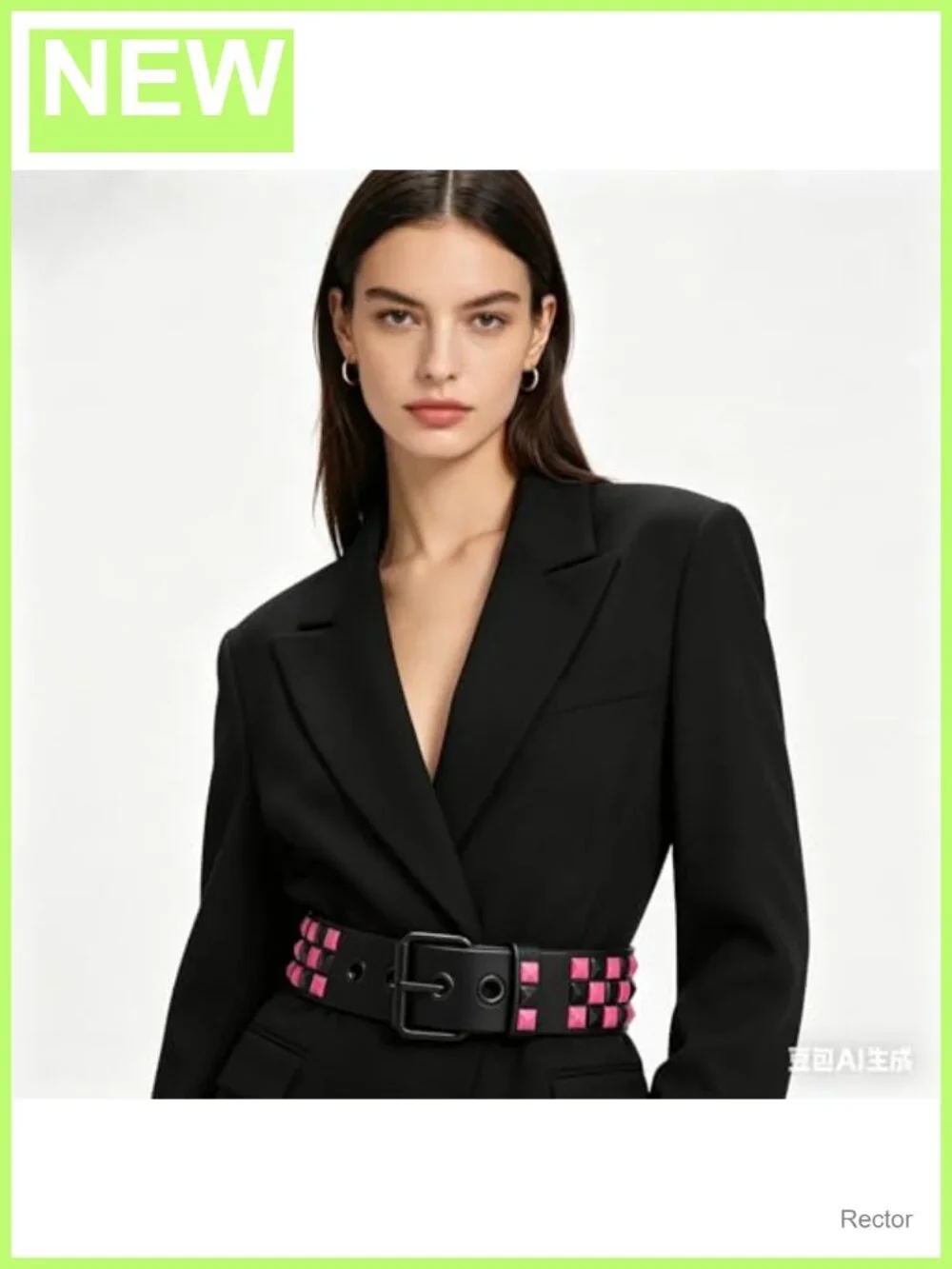Faux Leather Punk Rock Rivet Belt with Pyramid Studs Womens Adjustable